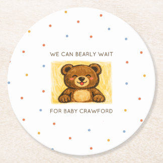 Porta-copo De Papel Redondo We Can Bearly Wait! Simple Hand Drawn Baby Shower
