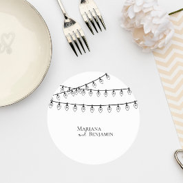 Porta-copo De Papel Redondo Wedding Coaster with String Lights