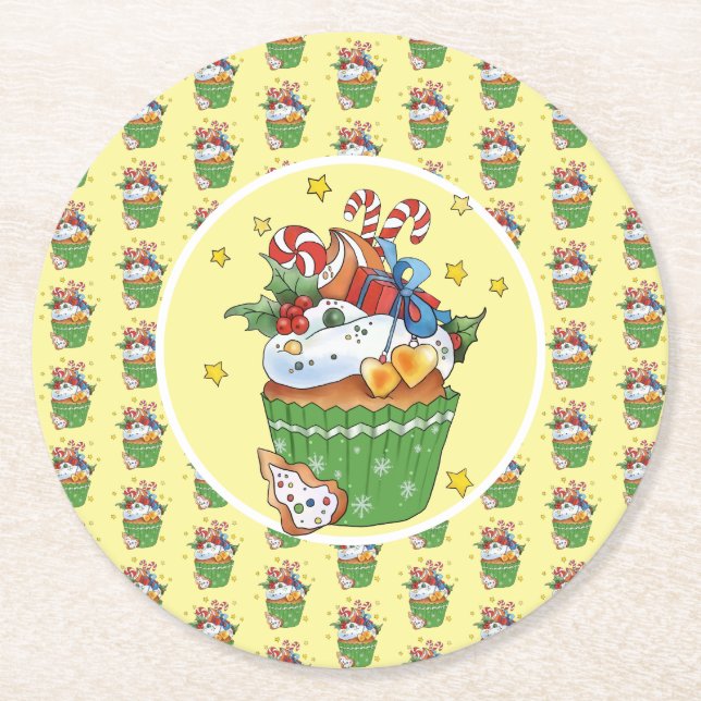 Porta-copo De Papel Redondo Weihnachtsmuffin  (Frente)