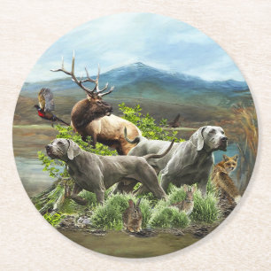 Porta-copo De Papel Redondo Weimaraner, "Cinza Fantasma"
