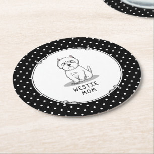 Porta-copo De Papel Redondo Westie Mãe - West Highland White Terrier Dog Mãe