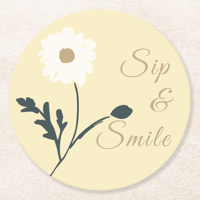 Porta-copo De Papel Redondo Whispering Meadow - Butter Yellow Daisy Accent (Frente)