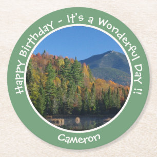 Porta-copo De Papel Redondo Whiteface Mountain, Adirondack Autumn Party Items