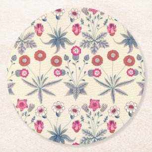 Porta-copo De Papel Redondo William Morris Daisy Padrão Floral Vermelho Laran
