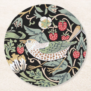 Porta-copo De Papel Redondo William Morris Strawberry Thief I Black Birds