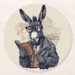 Porta-copo De Papel Redondo Wise Donkey — Coaster Set