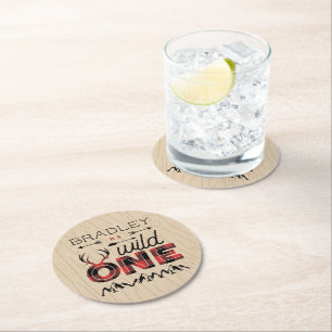 Porta-copo De Papel Redondo Xadrez Rústica de Wild One Boys Lumberjack primeir