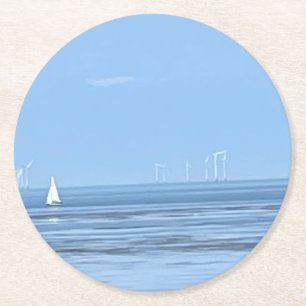 Porta-copo De Papel Redondo Yacht Branco e Seas Tranquilas