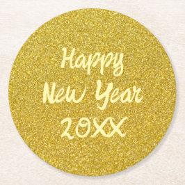 Porta-copo De Papel Redondo Yellow Happy New Year