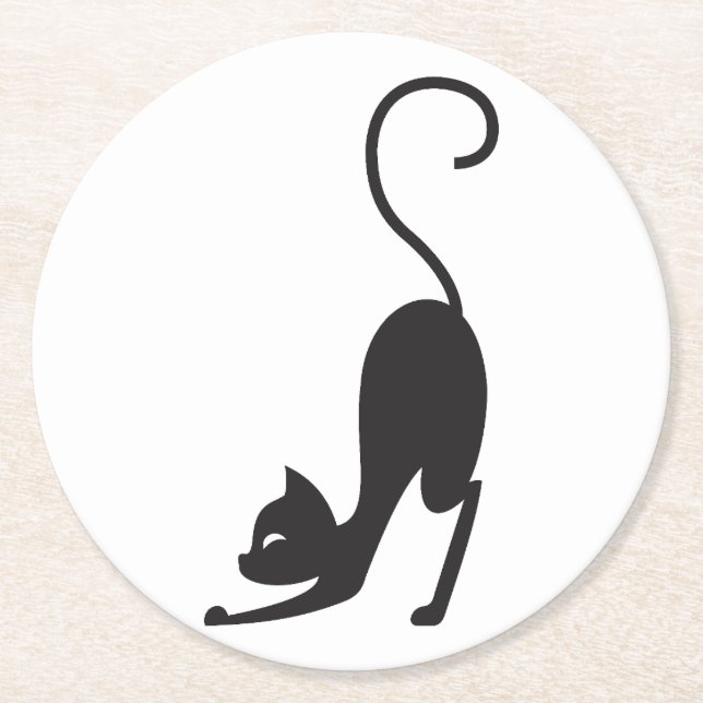 Porta-copo De Papel Redondo Yoga cat (Frente)