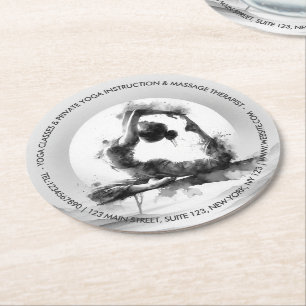 Porta-copo De Papel Redondo Yoga Reiki Pigeon Pose Watercolor, Rei Pigeon Com