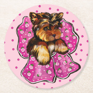 Porta-copo De Papel Redondo Yorkie Poo