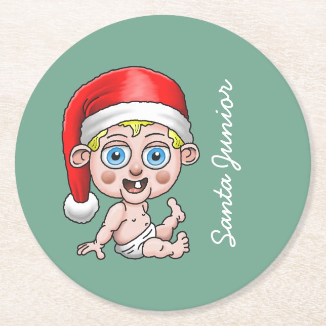 Porta-copo De Papel Redondo Young Santa Claus (Frente)