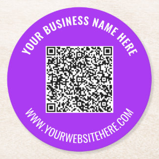 Porta-copo De Papel Redondo Your QR Code Custom Text Paper Coasters Template