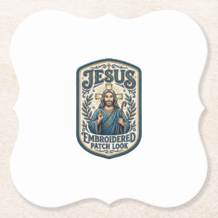 Porta-copo De Papel Remendo Embroidered Jesus Olhe Remendo Embroidered