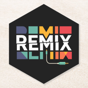 Porta-copo De Papel Remix Áudio Gráfico Geométrico Retro de Música d