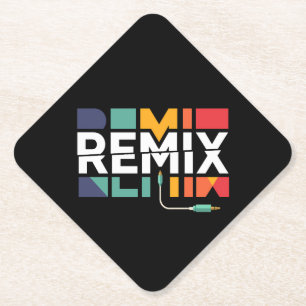 Porta-copo De Papel Remix Áudio   Gráfico Geométrico Retro de Música d