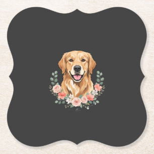 Porta-copo De Papel Retrato de Cão Golden Retriever Floral Sublimação