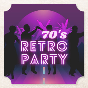Porta-copo De Papel Retro 80s Disco Dance Party Neon Purple Funky