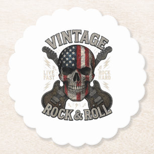 Porta-copo De Papel Rochelle Vintage Crânio Bandeira Americana Guitarr
