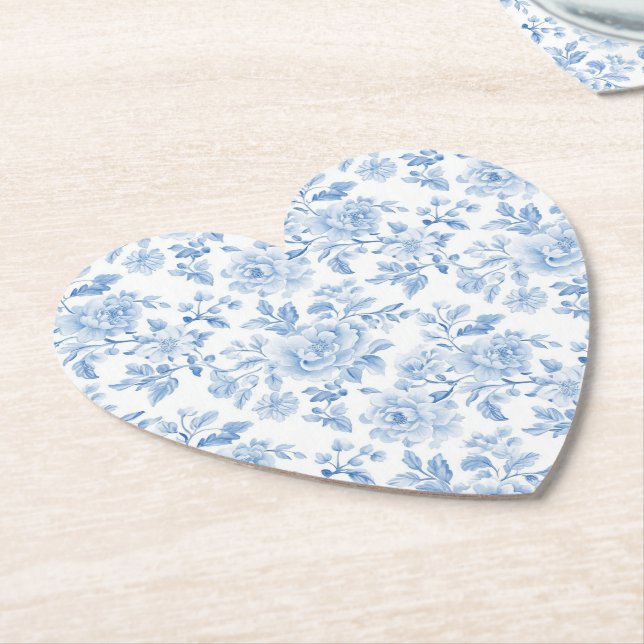 Porta-copo De Papel Romantic Blue White Flowers Bridal Shower (Angular)