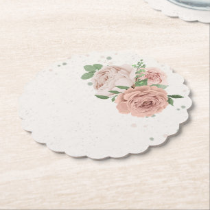 Porta-copo De Papel romântica pincelada flores rosa e folhas porta cop