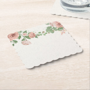 Porta-copo De Papel romântica pincelada flores rosa e folhas porta cop