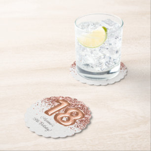 Porta-copo De Papel Rosa Dourada 18ª Festa de aniversário