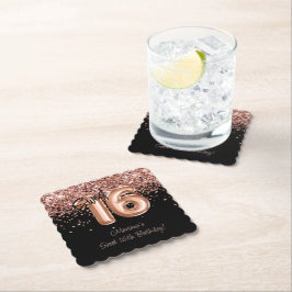 Porta-copo De Papel Rosa Dourada Blacki Sweet 16ª Festa de aniversário