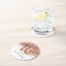 Porta-copo De Papel Rosa Dourado Doce 16ª Festa de aniversário