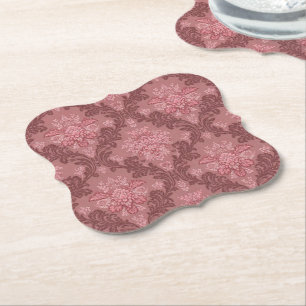 Porta-copo De Papel Rosa Empoeirado Rosa Suave Borgonha Damask Elegant