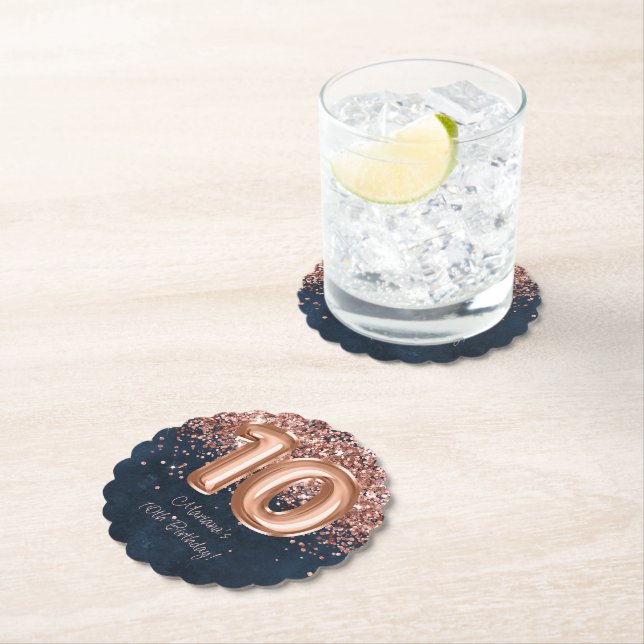 Porta-copo De Papel Rosa Marinho Dourado Festa de aniversário azul 10ª (Insitu)