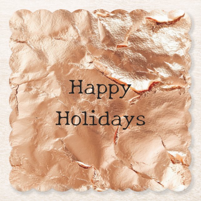 Porta-copo De Papel Rosa Peach Dourado Glam (Frente)