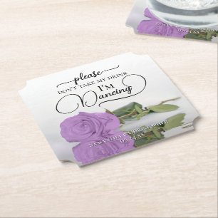 Porta-copo De Papel Rosa Roxo Lilac Não tome meu casamento com bebidas