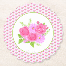 Porta-copo De Papel Rosas e Dálias Rosa