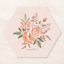Rosas em Pêssego em Aquarela Rosa Encantado 