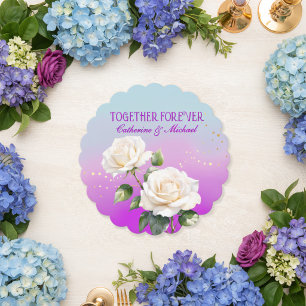 Porta-copo De Papel Rosas Ombre Aguarela Azul Rosa Roxo Casamento