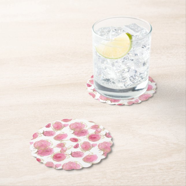 Porta-copo De Papel Rosas rosa (Insitu)
