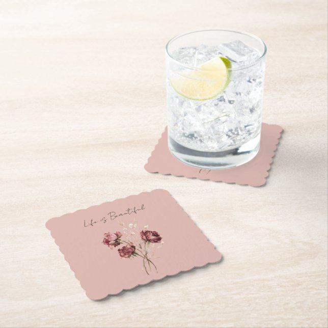 Porta-copo De Papel Rosas Vermelhas Rosadas Floral (Insitu)