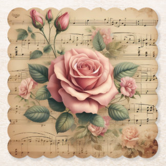 Porta-copo De Papel Rose & Sheet Music Paper Coasters – Mais Formas