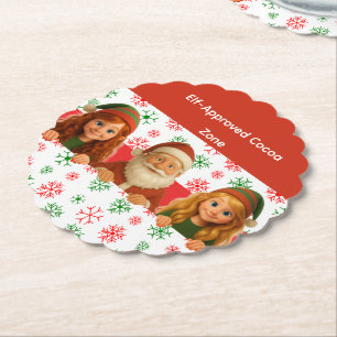 Porta-copo De Papel Rostos de Papai Noel e Elfo Diversão no Polo Nor
