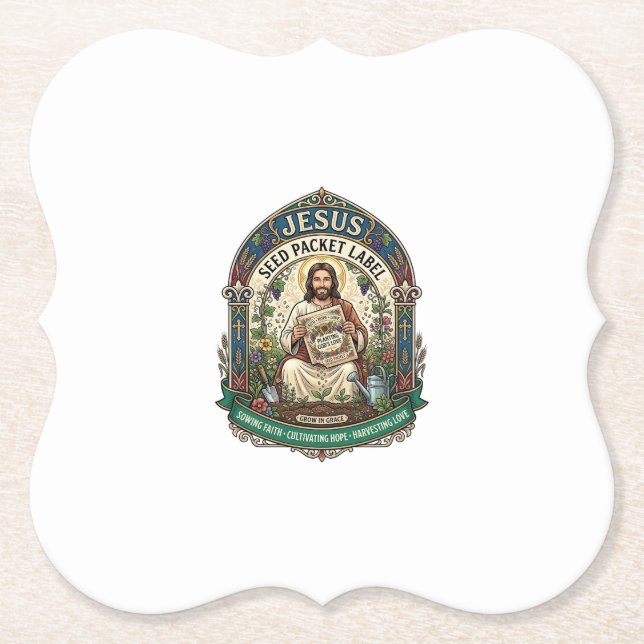 Porta-copo De Papel Rótulo de Pacote de Sementes Jesus Pacote de Semen (Frente)