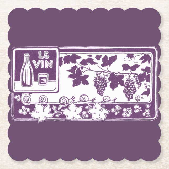 Porta-copo De Papel Rótulo de Vinho Francês Antigo | Vinhedo Rústico (Frente)