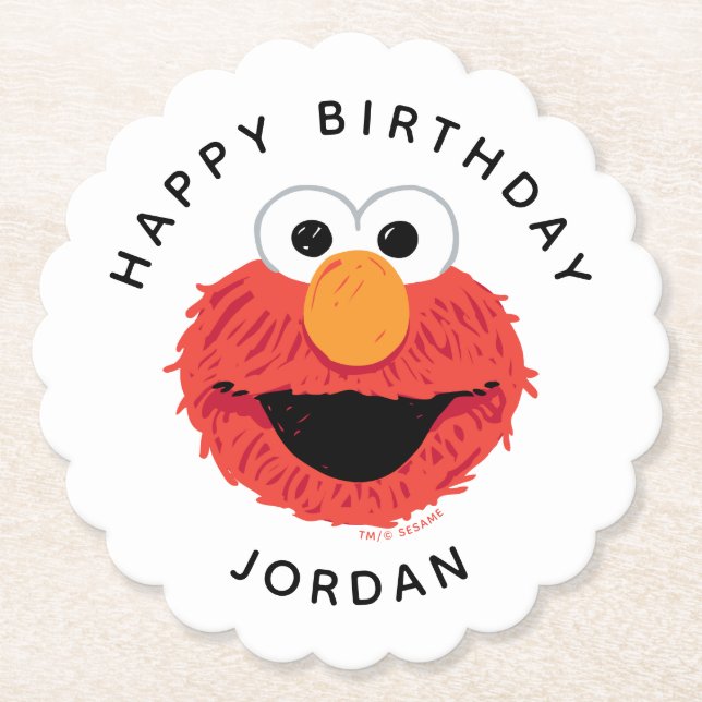 Porta-copo De Papel Rua Sésamo | Painéis Alcalinos Elmo Birthday (Frente)