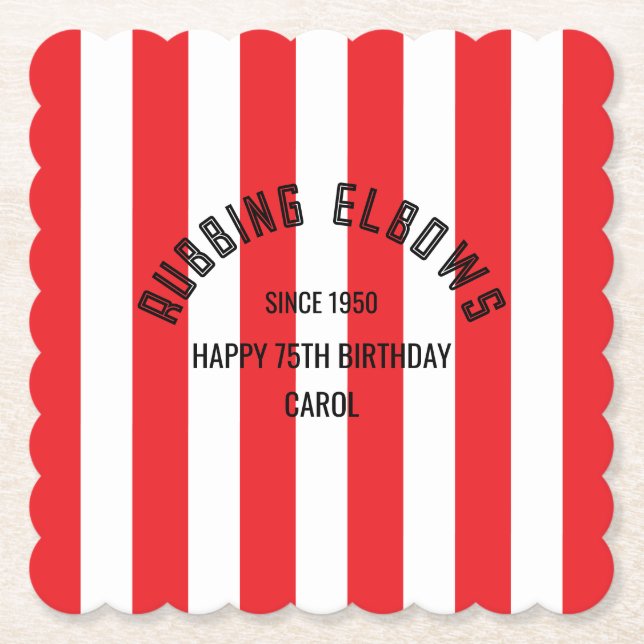 Porta-copo De Papel Rubbing Elbows Since 1950 - True Red Custom Design (Frente)