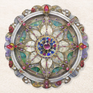 Porta-copo De Papel Rubí, Ametista, Safira e Mandala de Pérola