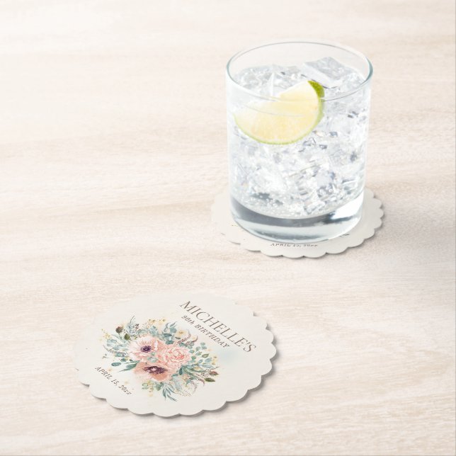 Porta-copo De Papel Sábio Floral Rosa Verde Deixa A Glitter Aniversári (Insitu)