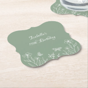 Porta-copo De Papel Sage elegante romântico casamento floral verde