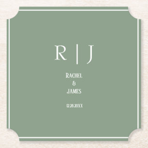 Porta-copo De Papel Sage Green Monogramas Simples Elegante Moderno Cas