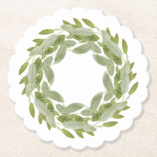 Porta-copo De Papel SAGE WREATH Portas copos de papel redondas dimensi